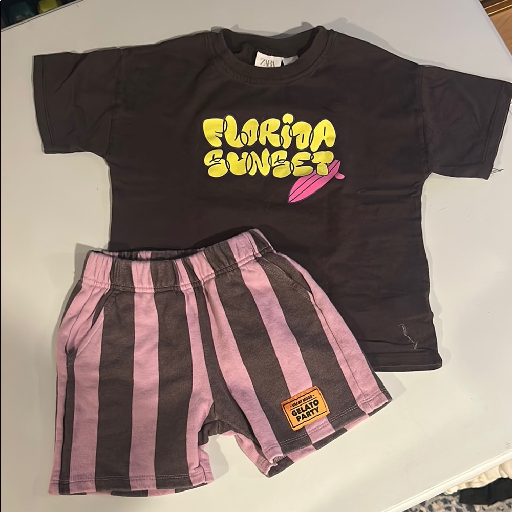 Zara Striped Short & T-shirt